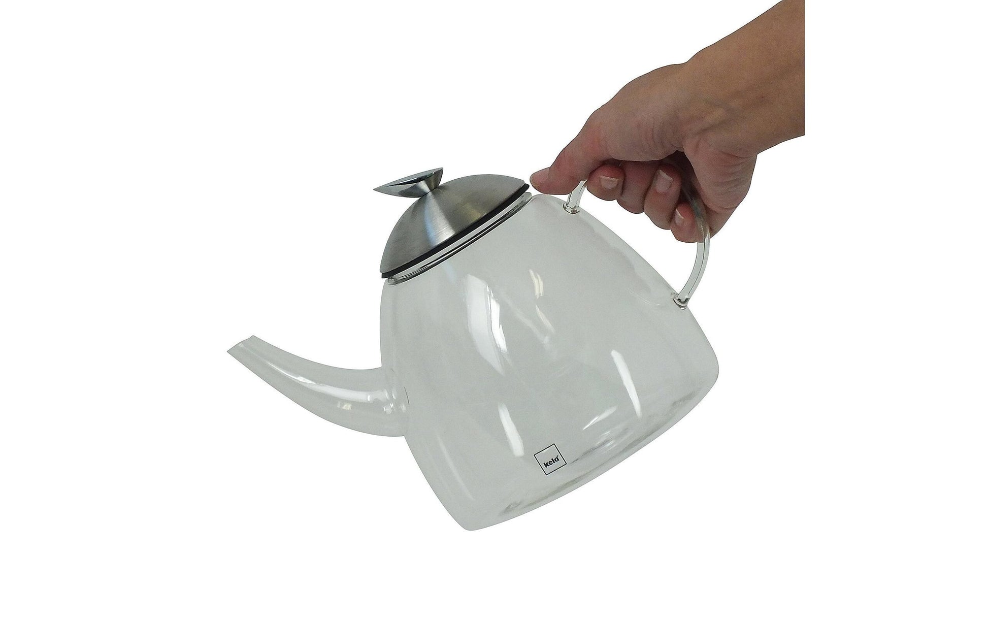 Kela Aurora – Teekanne, 1,3 l, Glas, Edelstahl-Teesieb, Silber, für Glaskeramik