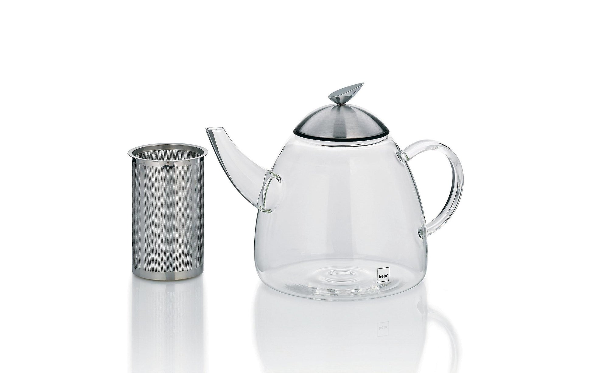 Kela Aurora – Teekanne, 1,3 l, Glas, Edelstahl-Teesieb, Silber, für Glaskeramik