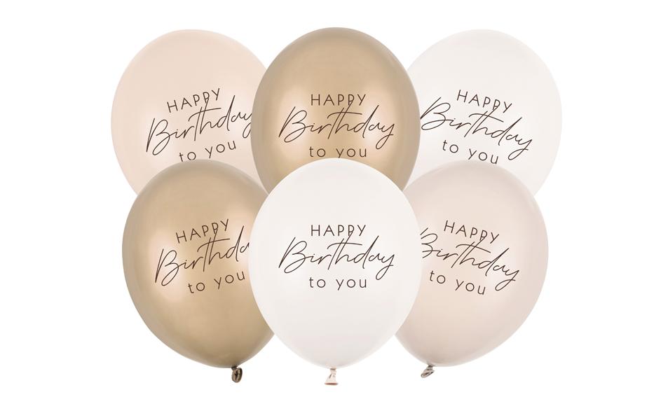 PartyDeco Happy Birthday Luftballons – mehrfarbig – Ø 30 cm – Latex – 6 Stk