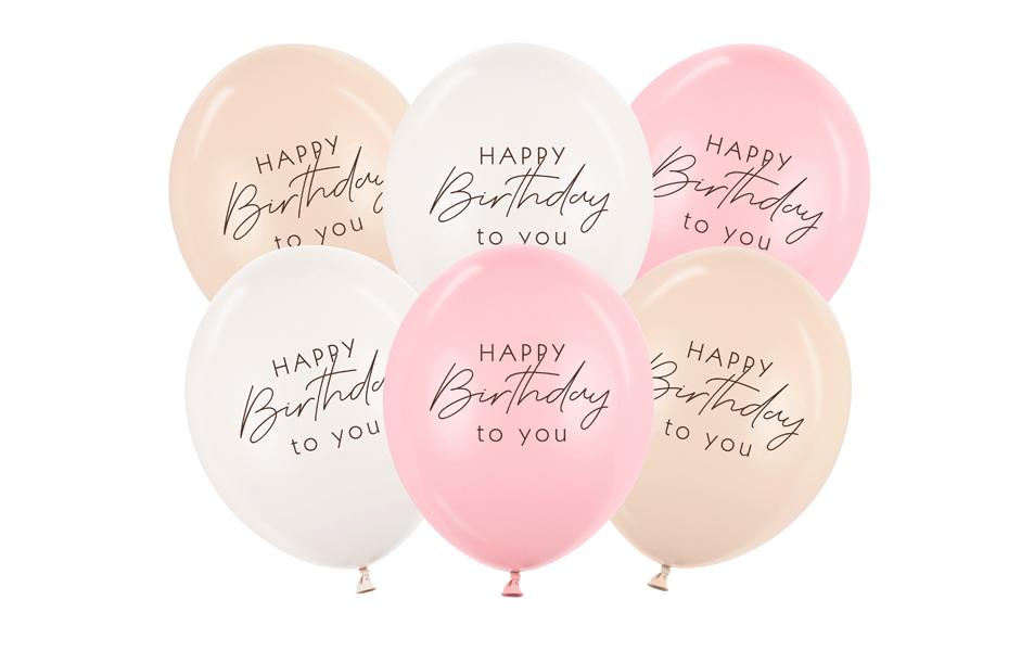 PartyDeco Geburtstagsluftballons – Rosa – Ø 30 cm – Latex – 6 Stk