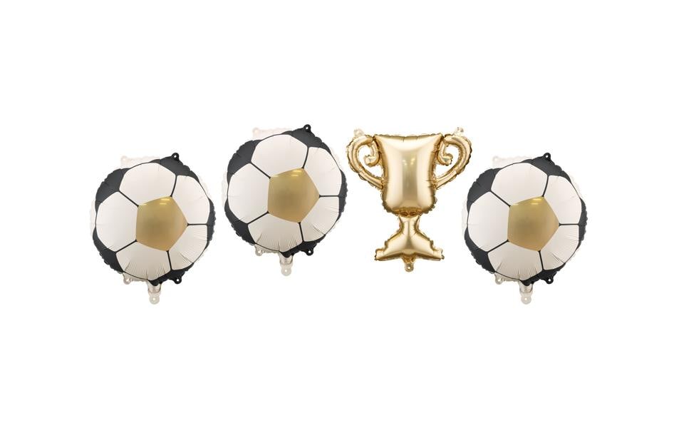 PartyDeco Folienballon Fussball – mehrfarbig – 33 × 33 cm – Folie – 4 Stk