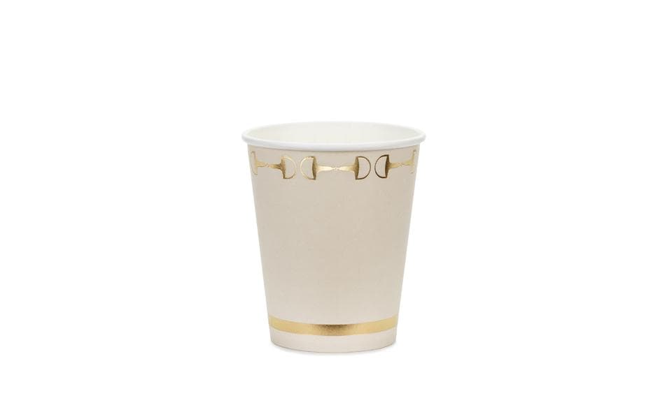 PartyDeco Trinkbecher, Papier – 2,2 dl, Beige/Gold – FSC – 6 Stk.