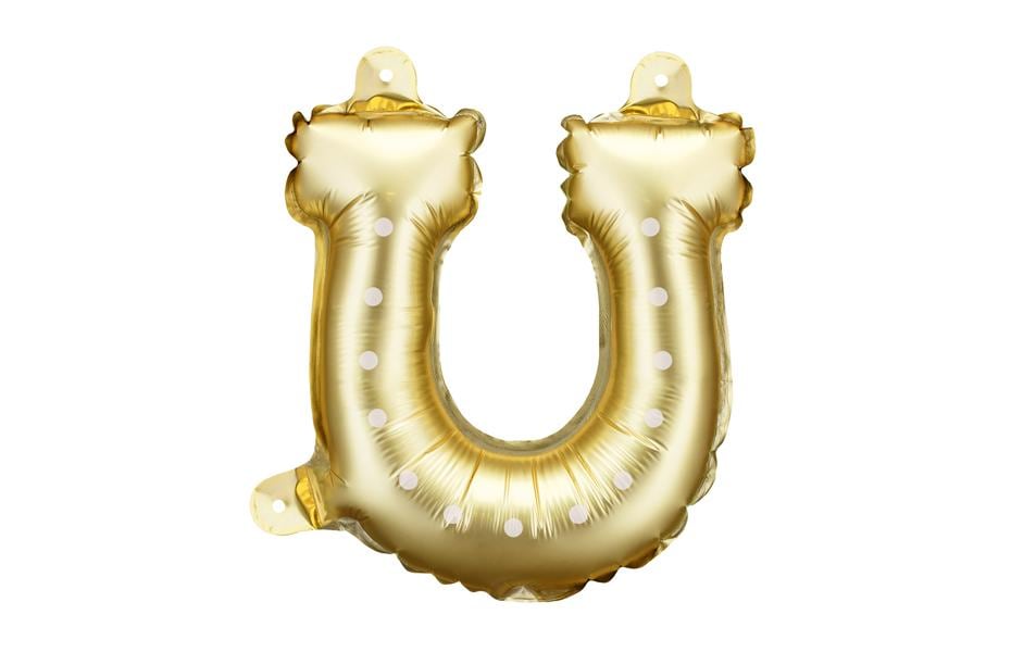 PartyDeco Folienballon Hufeisen – Gold – 18 × 19 cm – 3 Stk