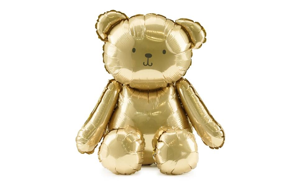 PartyDeco Folienballon Bär – Gold – 38 × 42 cm – 1 Stk