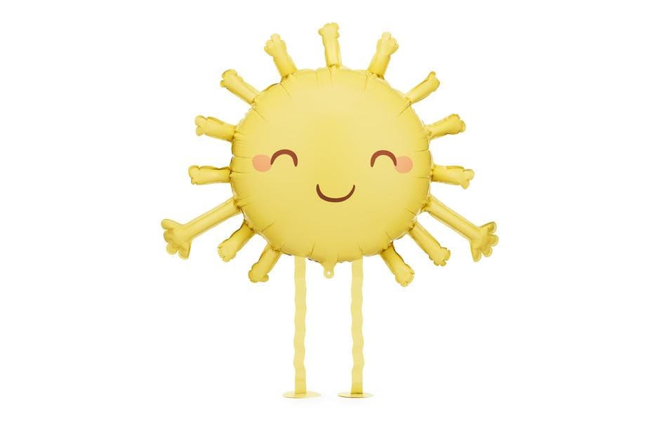 PartyDeco Folienballon Sonne – 77 × 62 cm – Folie, Gelb