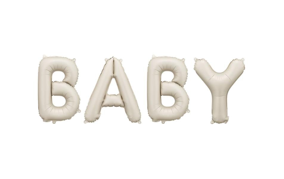 PartyDeco Folienballon Baby – beige – 90 × 35 cm – 1 Stk