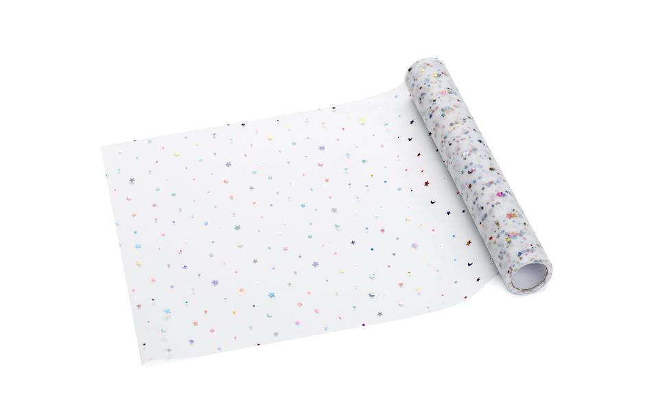 PartyDeco Tischläufer auf Rolle – 35 cm×9 m, Polyester, Mehrfarbig, Stern