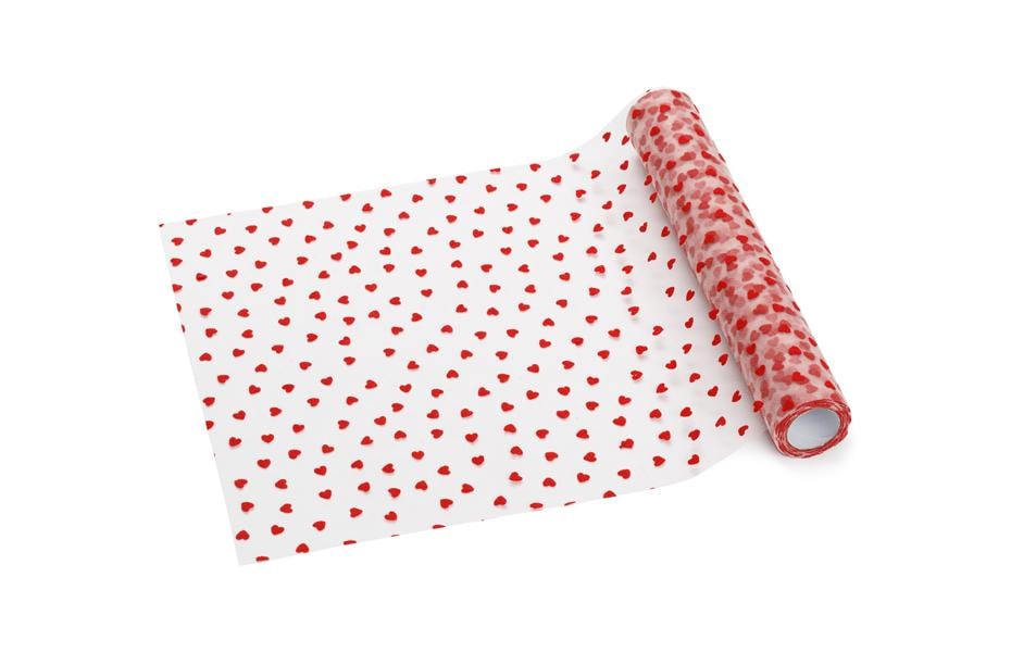 PartyDeco Tischläufer – Polyester, Herzmotiv, 36 cm × 9 m