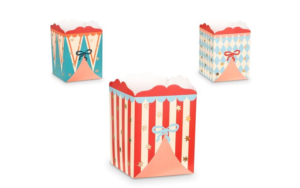 PartyDeco Popcornboxen, Papier/Karton – 11,5 × 8 × 5 cm – Zirkus – 6 Stk.