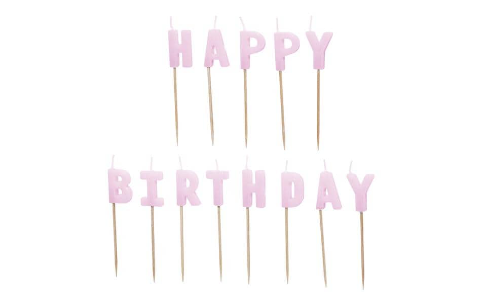 PartyDeco Geburtstagskerzen Happy Birthday – Lila – Höhe 2,5 cm (mit Stäbchen 7 cm)