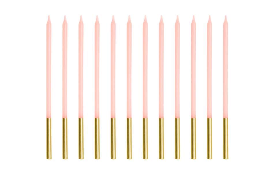 PartyDeco Geburtstagskerzen – Pink – 14 cm – 12 Stk