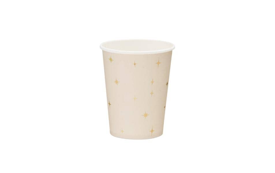 PartyDeco Becher, Papier – 2,2 dl, beige/gold – 6 Stk.