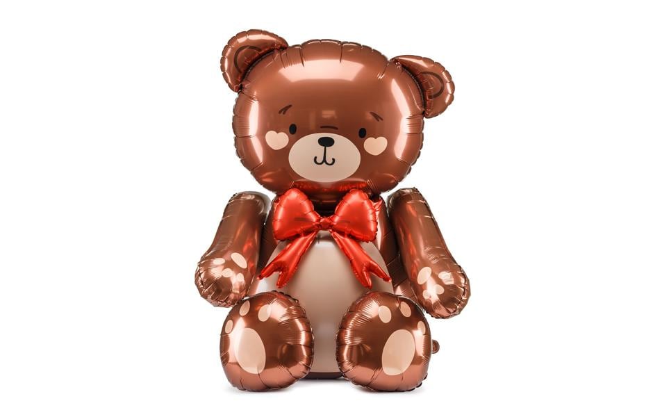 PartyDeco Folienballon Stehender Teddybär – Mehrfarbig – 75 × 84 cm – Folie – 1 Stk
