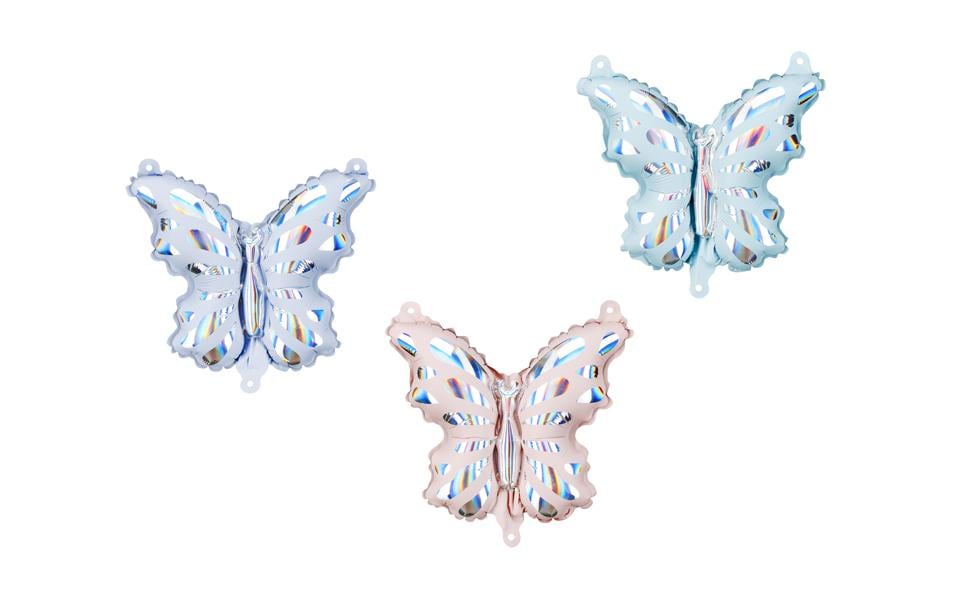 PartyDeco Folienballon Schmetterling – 23 × 19 cm – Mehrfarbig – 3 Stück