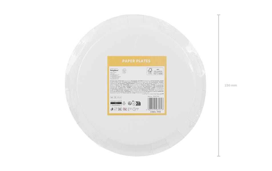 PartyDeco Teller, Papier/Karton – Ø 23 cm, mehrfarbig – 1 Stk.