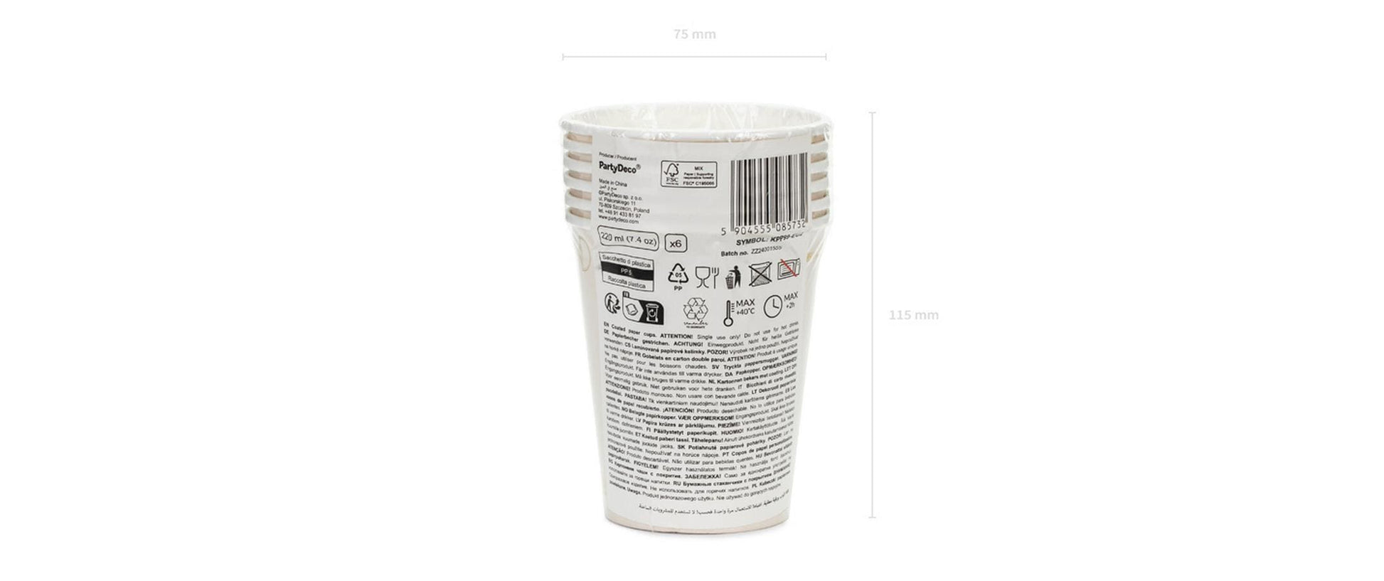 PartyDeco Trinkbecher, Papier – 2,2 dl, Beige/Gold – FSC – 6 Stk.