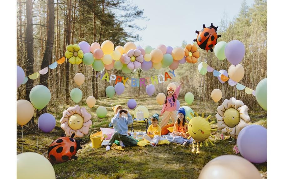 PartyDeco Folienballon Gänseblümchen – Mehrfarbig – Ø 45 cm – Folie – 4 Stk