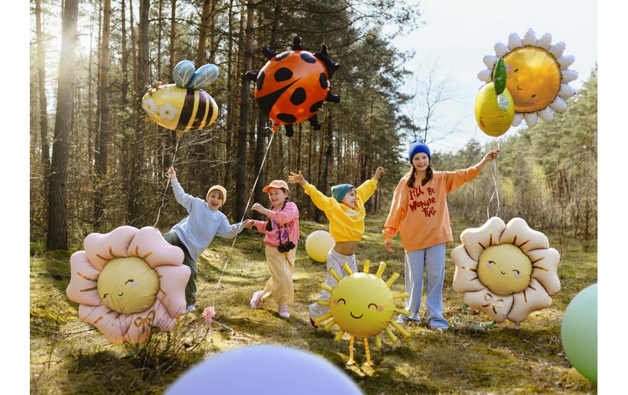 PartyDeco Folienballon Marienkäfer – mehrfarbig – 64,5 × 66 cm – 1 Stk