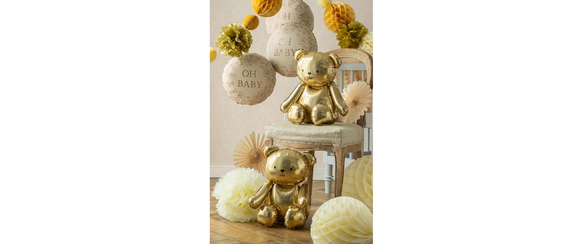 PartyDeco Folienballon Bär – Gold – 38 × 42 cm – 1 Stk