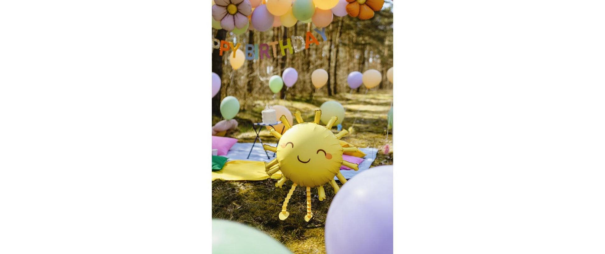 PartyDeco Folienballon Sonne – 77 × 62 cm – Folie, Gelb