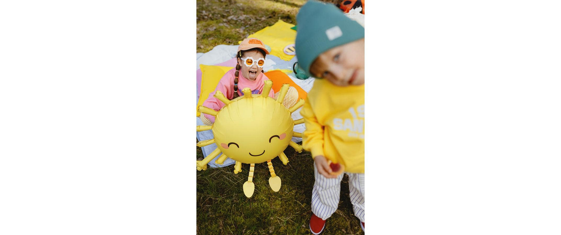 PartyDeco Folienballon Sonne – 77 × 62 cm – Folie, Gelb