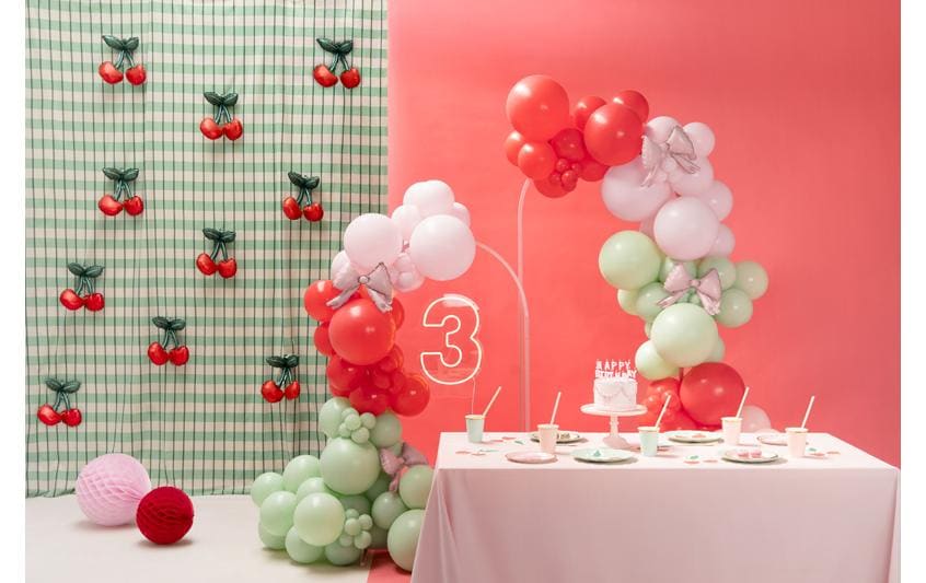 PartyDeco Folienballon Schleife – Rosa – 25 × 25 cm – 5 Stk
