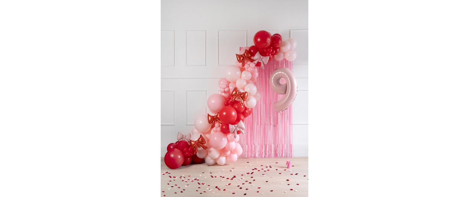 PartyDeco Folienballon Schleife – Rosa – 25 × 25 cm – 5 Stk