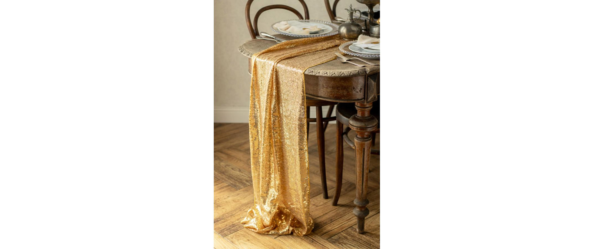 PartyDeco Tischläufer – Polyester, Gold, 30 cm × 5 m