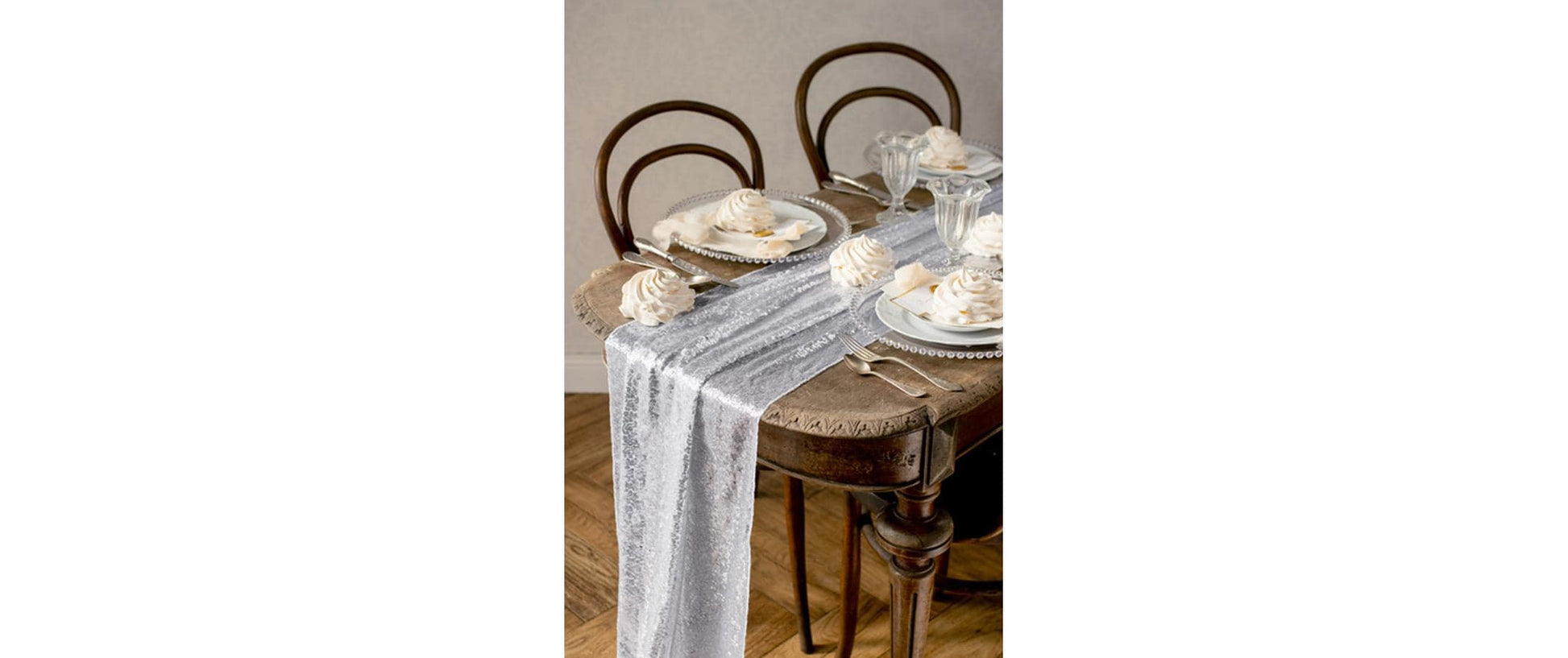 PartyDeco Tischläufer – Polyester, Silber, 30 cm × 5 m