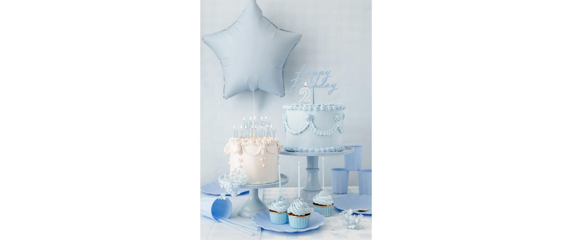 PartyDeco Geburtstagskerzen Happy Birthday – Hellblau – 2,5 cm (Gesamthöhe 7 cm)