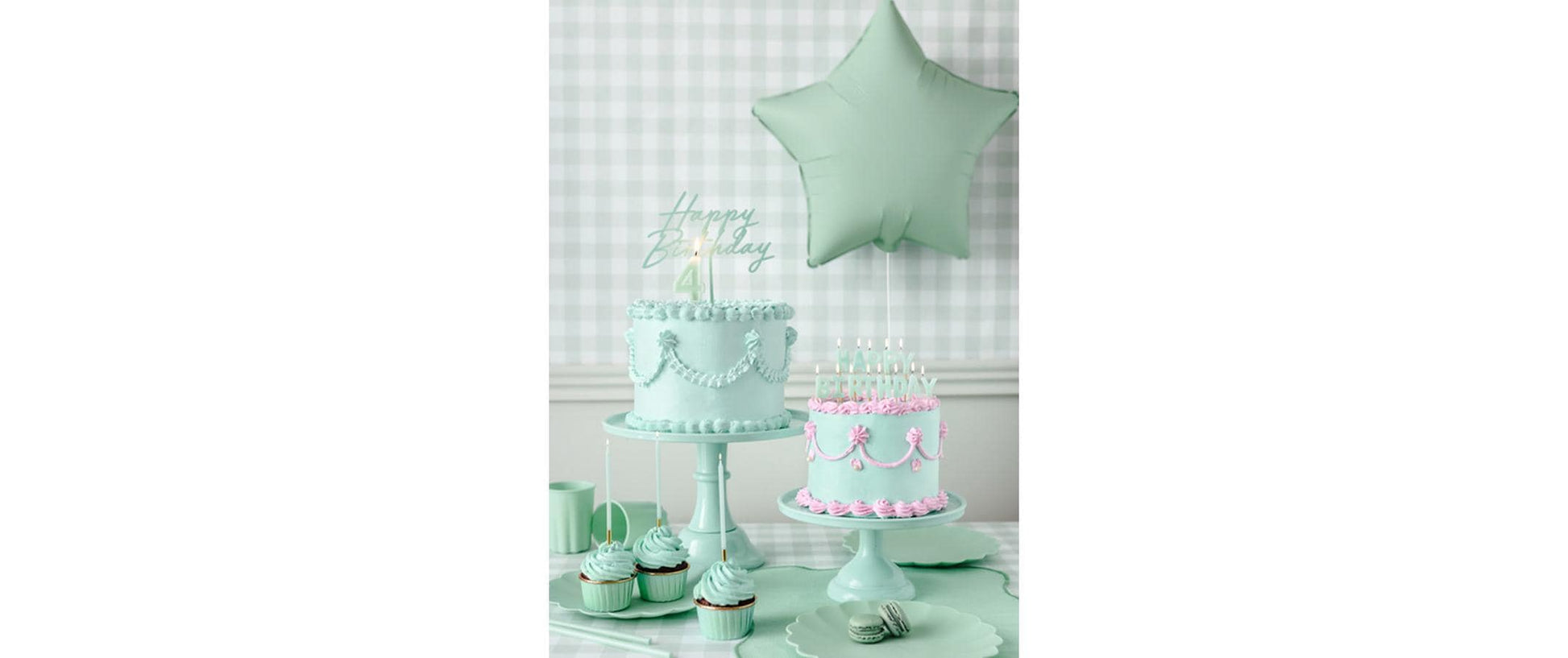 PartyDeco Geburtstagskerzen – Hellgrün – 14 cm