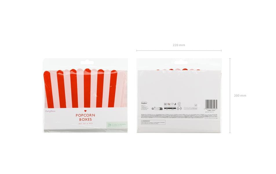 PartyDeco Take-away-Box, Papier/Karton – 110 × 110 × 155 mm, mehrfarbig