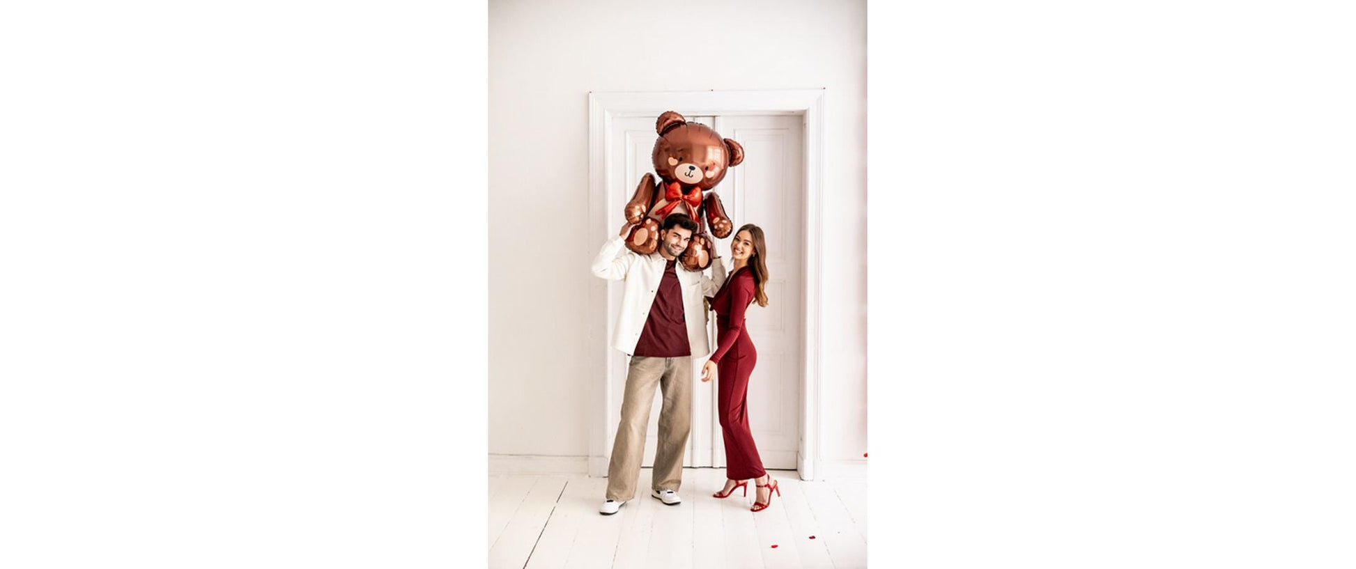 PartyDeco Folienballon Stehender Teddybär – Mehrfarbig – 75 × 84 cm – Folie – 1 Stk