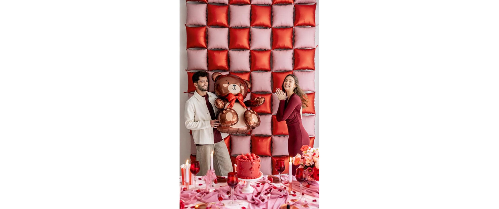 PartyDeco Folienballon Stehender Teddybär – Mehrfarbig – 75 × 84 cm – Folie – 1 Stk