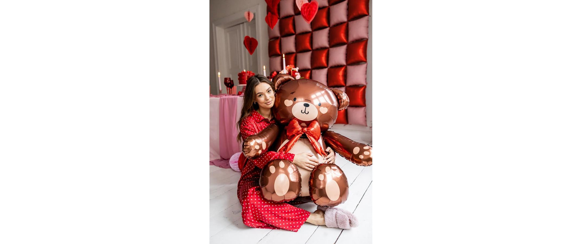 PartyDeco Folienballon Stehender Teddybär – Mehrfarbig – 75 × 84 cm – Folie – 1 Stk