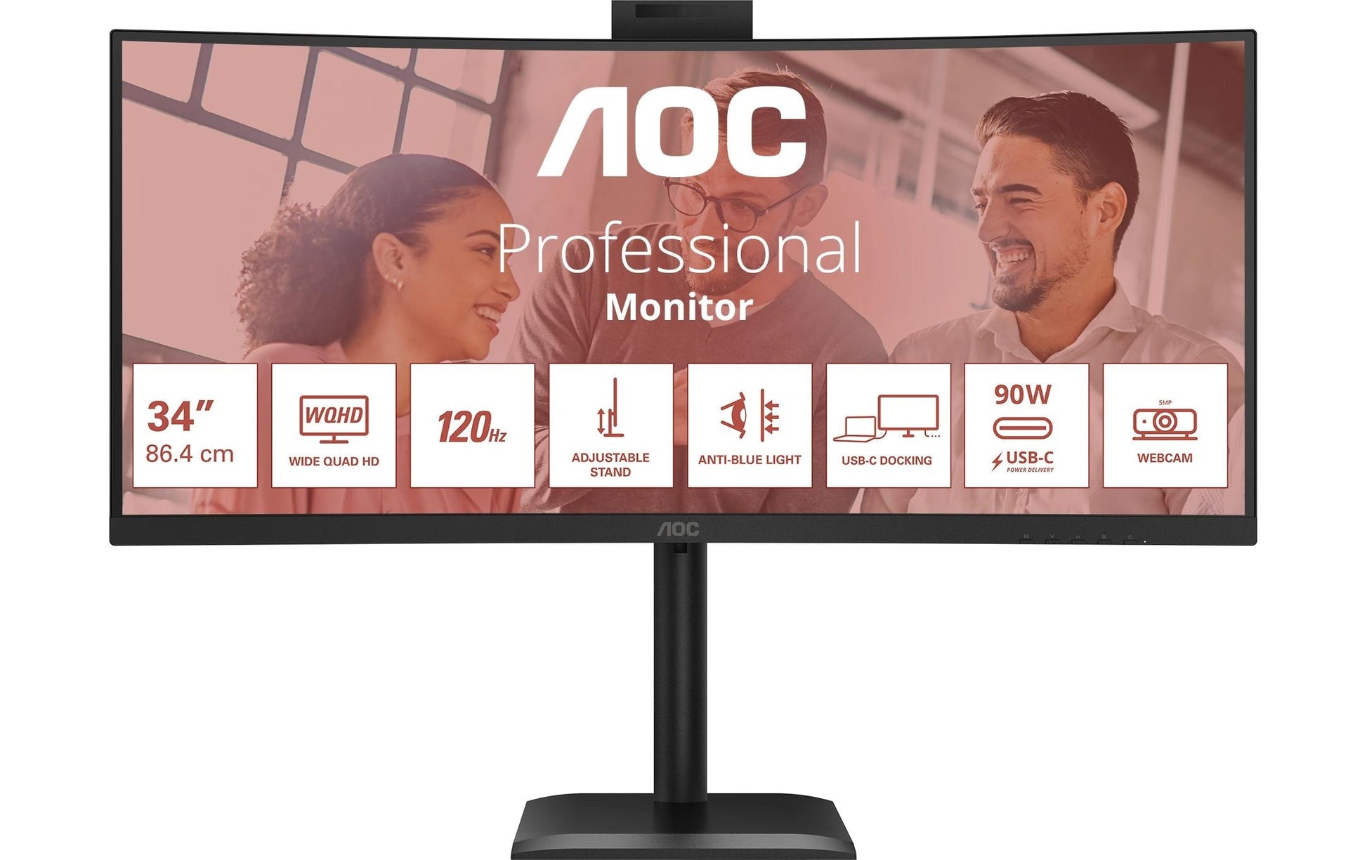 AOC CU34E4CW – Monitor, 34", 3440 × 1440 (UWQHD), VA, 120 Hz, 300 cd/m²