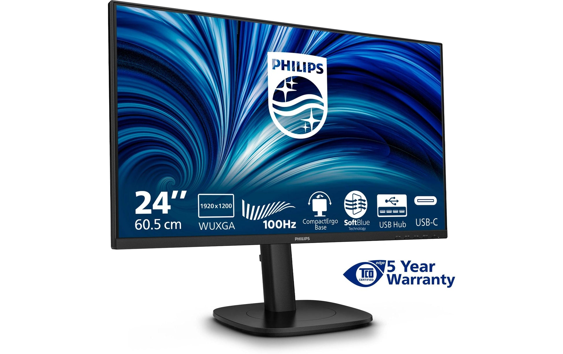 Philips 24B2N3200D/00 – Monitor, 24", 1920 × 1200 (WUXGA), IPS, 100 Hz, Integrierte Lautsprecher, Schwarz