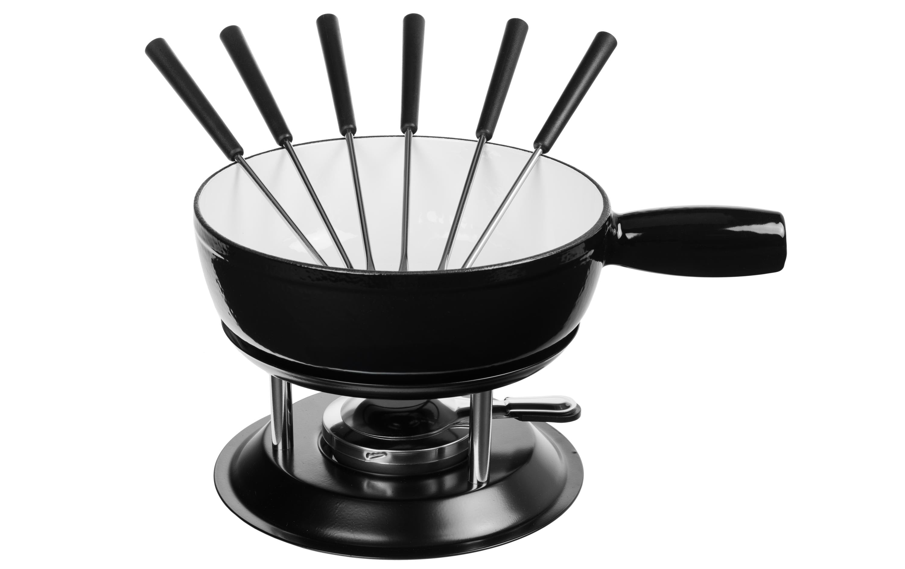 Cocon Fondue-Set – Ø 23 cm, Gusseisen, für Käsefondue, Elektro, Schwarz, 6 Personen, 10 Teile