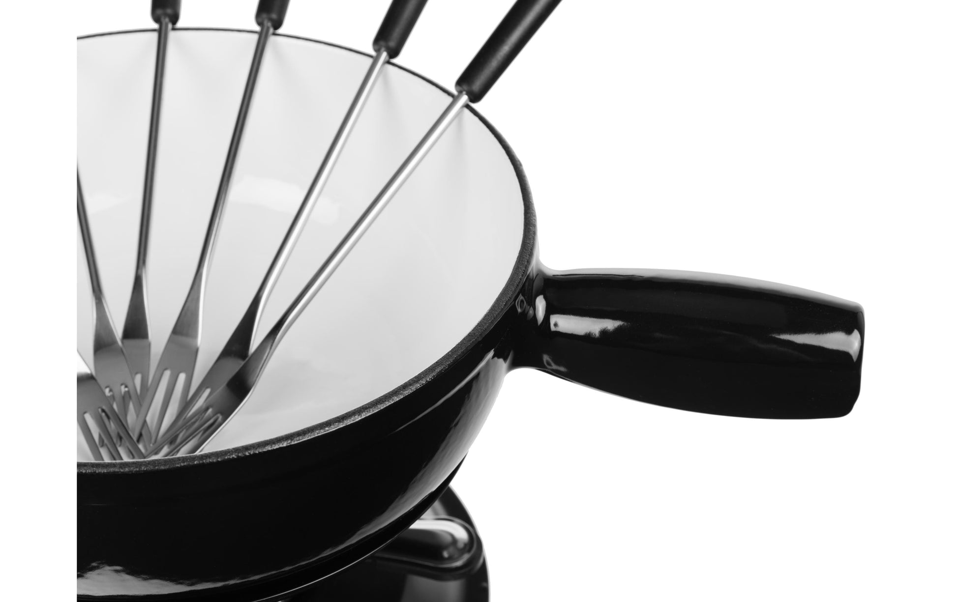 Cocon Fondue-Set – Ø 23 cm, Gusseisen, für Käsefondue, Elektro, Schwarz, 6 Personen, 10 Teile