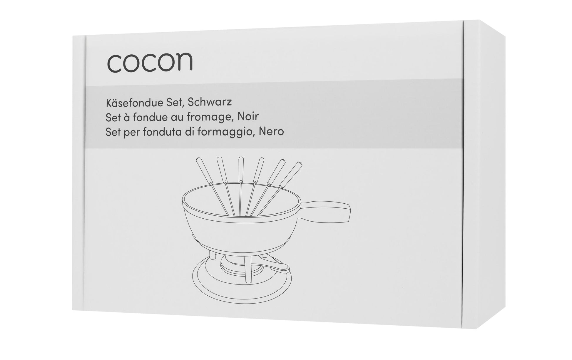 Cocon Fondue-Set – Ø 23 cm, Gusseisen, für Käsefondue, Elektro, Schwarz, 6 Personen, 10 Teile