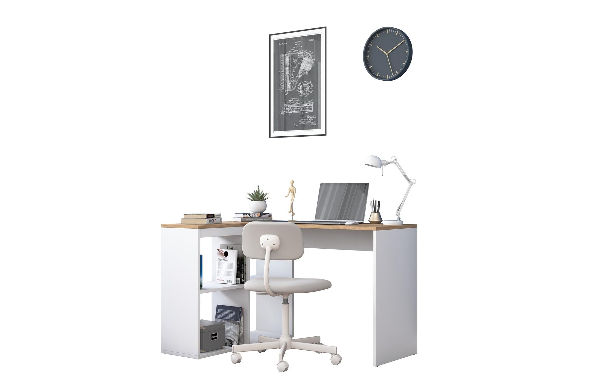 Woody Fashion HA113 – Schreibtisch, 120 × 50 cm, weiss/holz