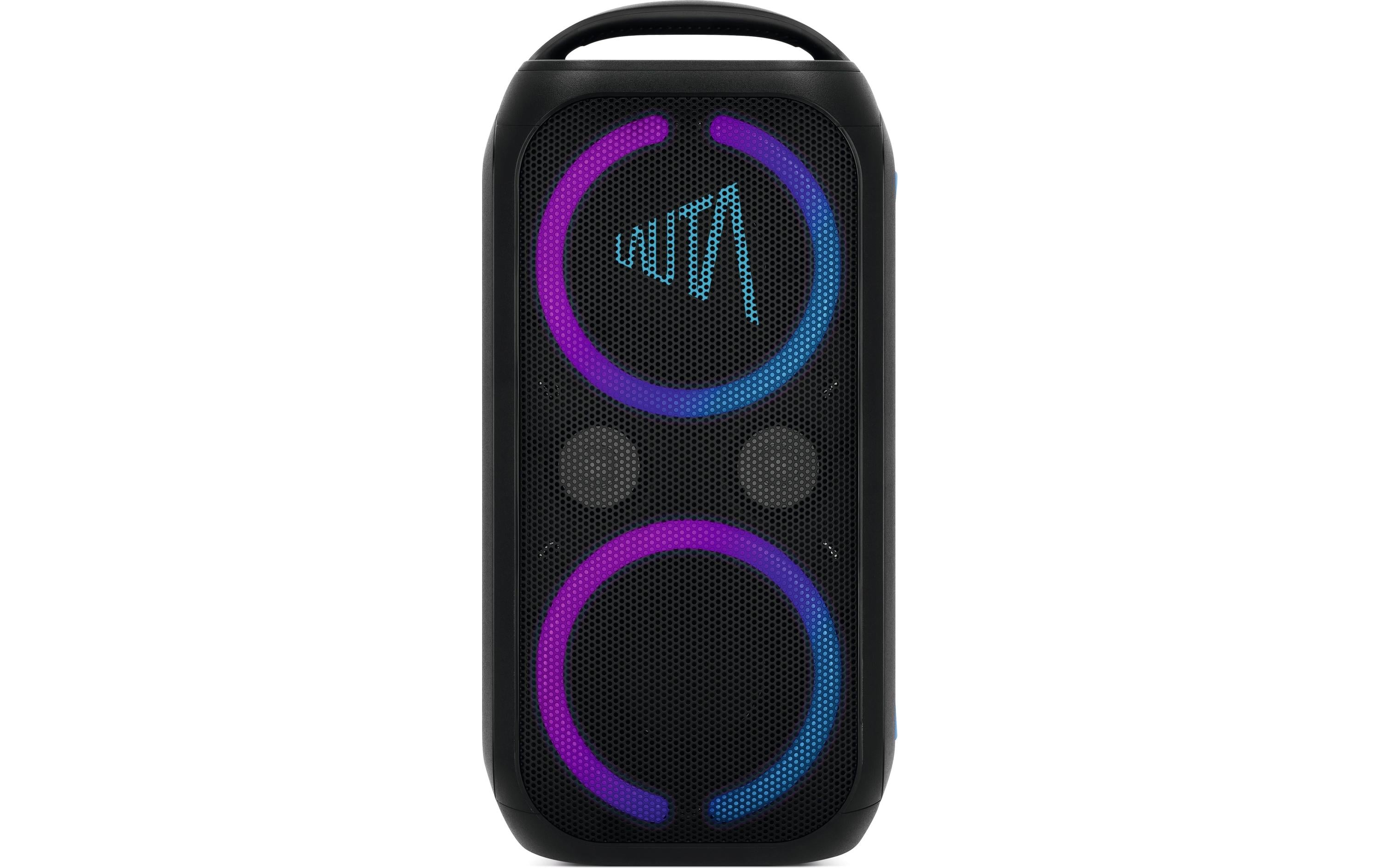 TechniSat Wummsbox – Party-Lautsprecher – LED-Lichtshow, IPX4, 12 h Akku – Schwarz