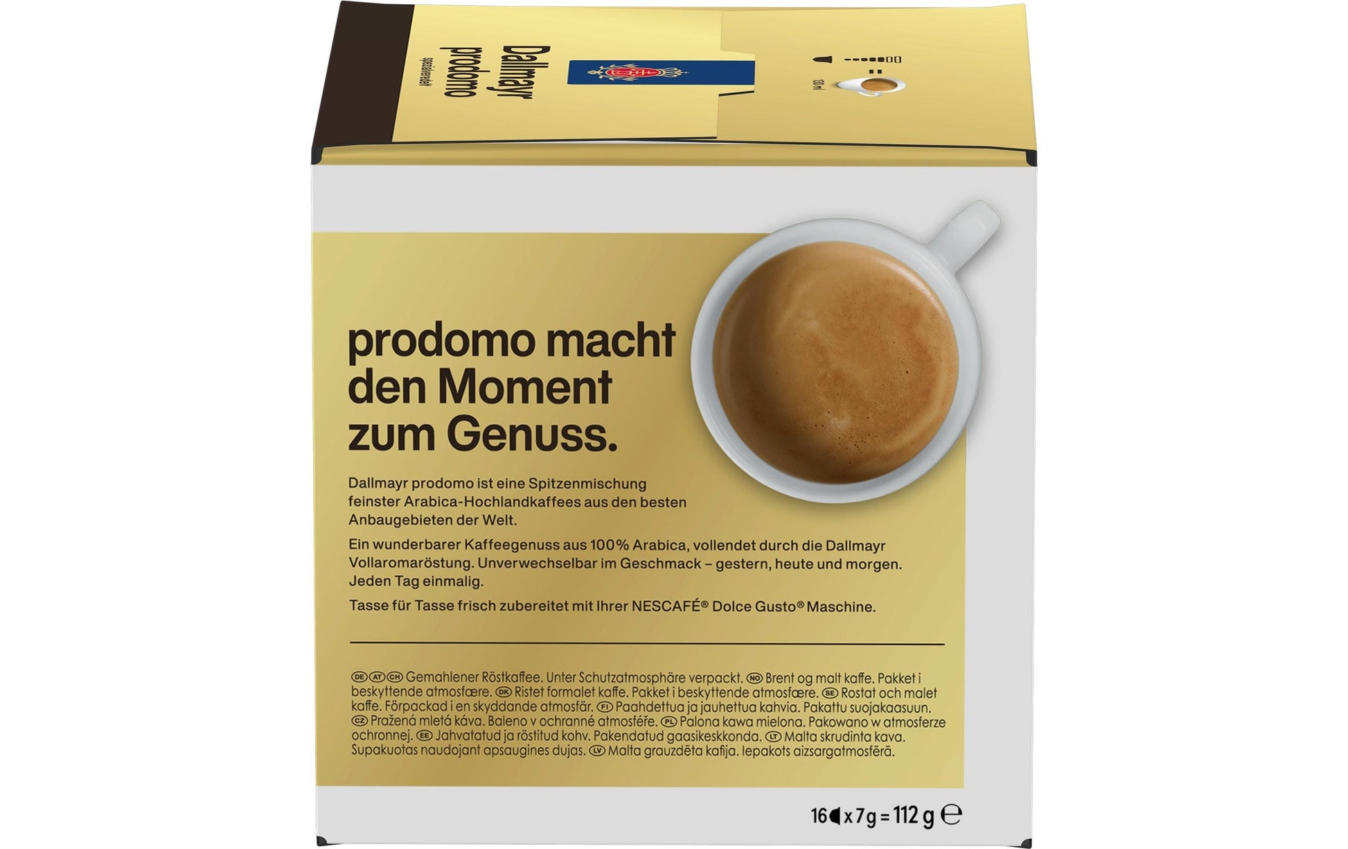 Nescafé Dallmayr Prodomo – Kapseln für Dolce Gusto – Lungo, 16 Kapseln