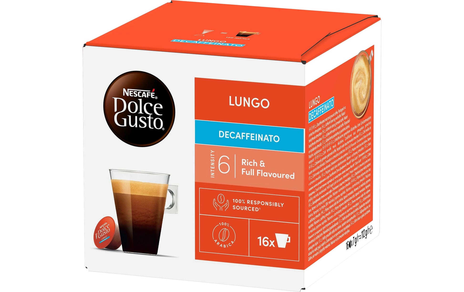 Nescafé Lungo Decaf – Kapseln für Dolce Gusto – entkoffeiniert, 16 Kapseln