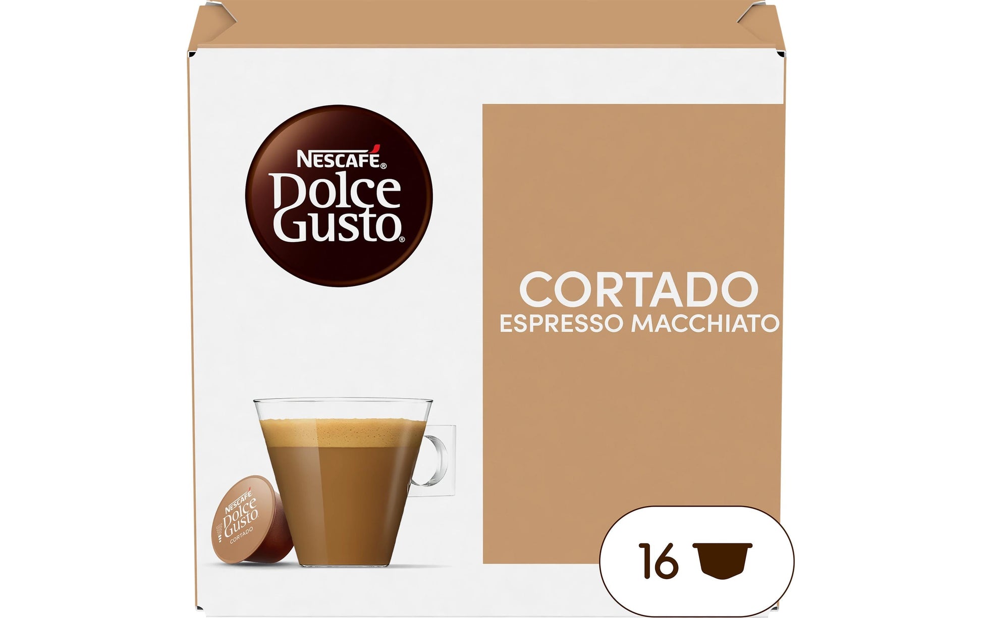 Nescafé Dolce Gusto Cortado – Kapseln für Dolce Gusto – Espresso, Intensität 8, 16 Kapseln