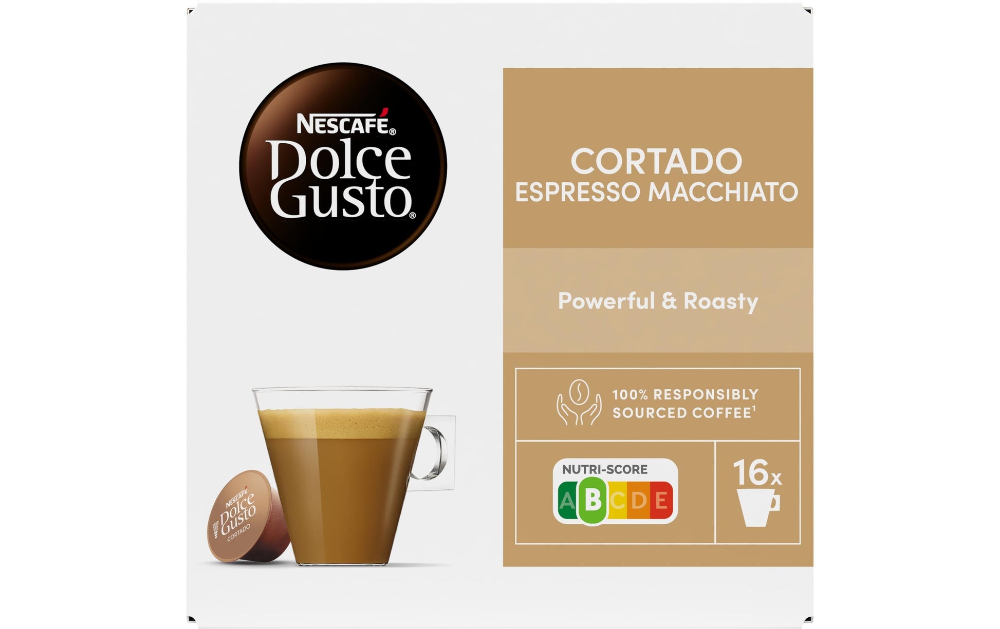 Nescafé Dolce Gusto Cortado – Kapseln für Dolce Gusto – Espresso, Intensität 8, 16 Kapseln