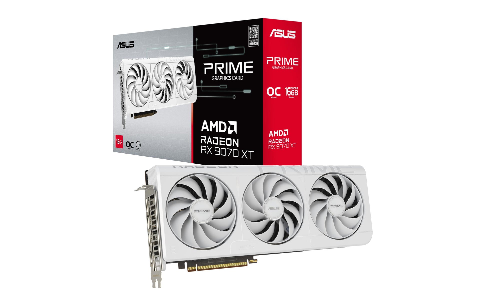 ASUS PRIME-RX9070XT-O16G-WHITE – PCIe Grafikkarte – 3×DP, 1×HDMI, PCIe 5.0, 3×8-Pin