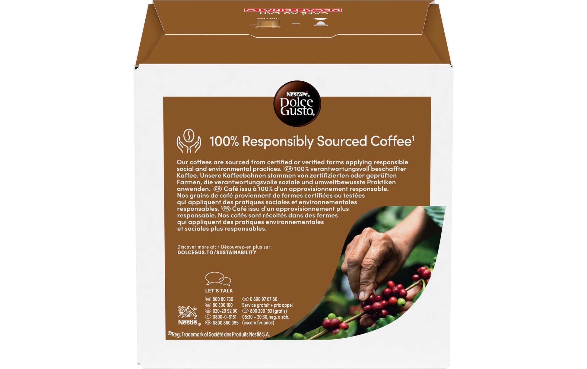 Nescafé Café au lait – Kaffeepads für Dolce Gusto – entkoffeiniert, 16 Pads