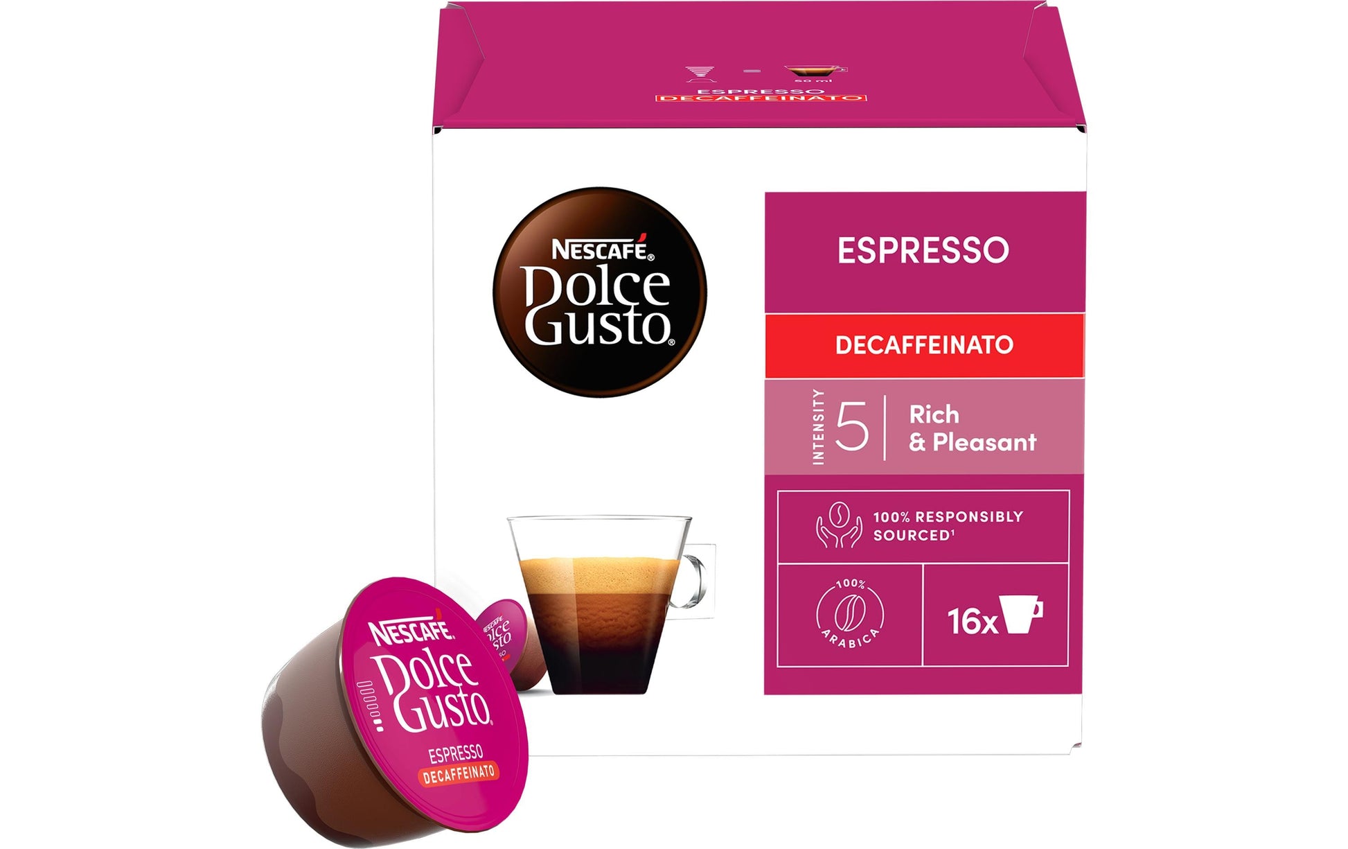 Nescafé Kapseln für Dolce Gusto – Espresso, entkoffeiniert, Intensität 5, 16 Kapseln