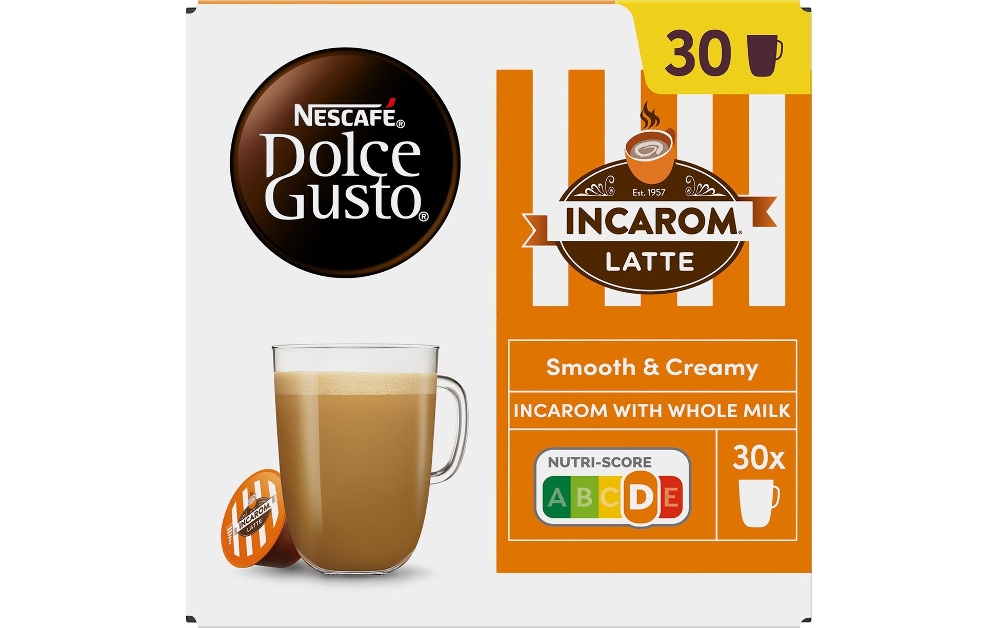 Nescafé Incarom Latte – Kapseln für Dolce Gusto – Milchkaffee, 30 Kapseln